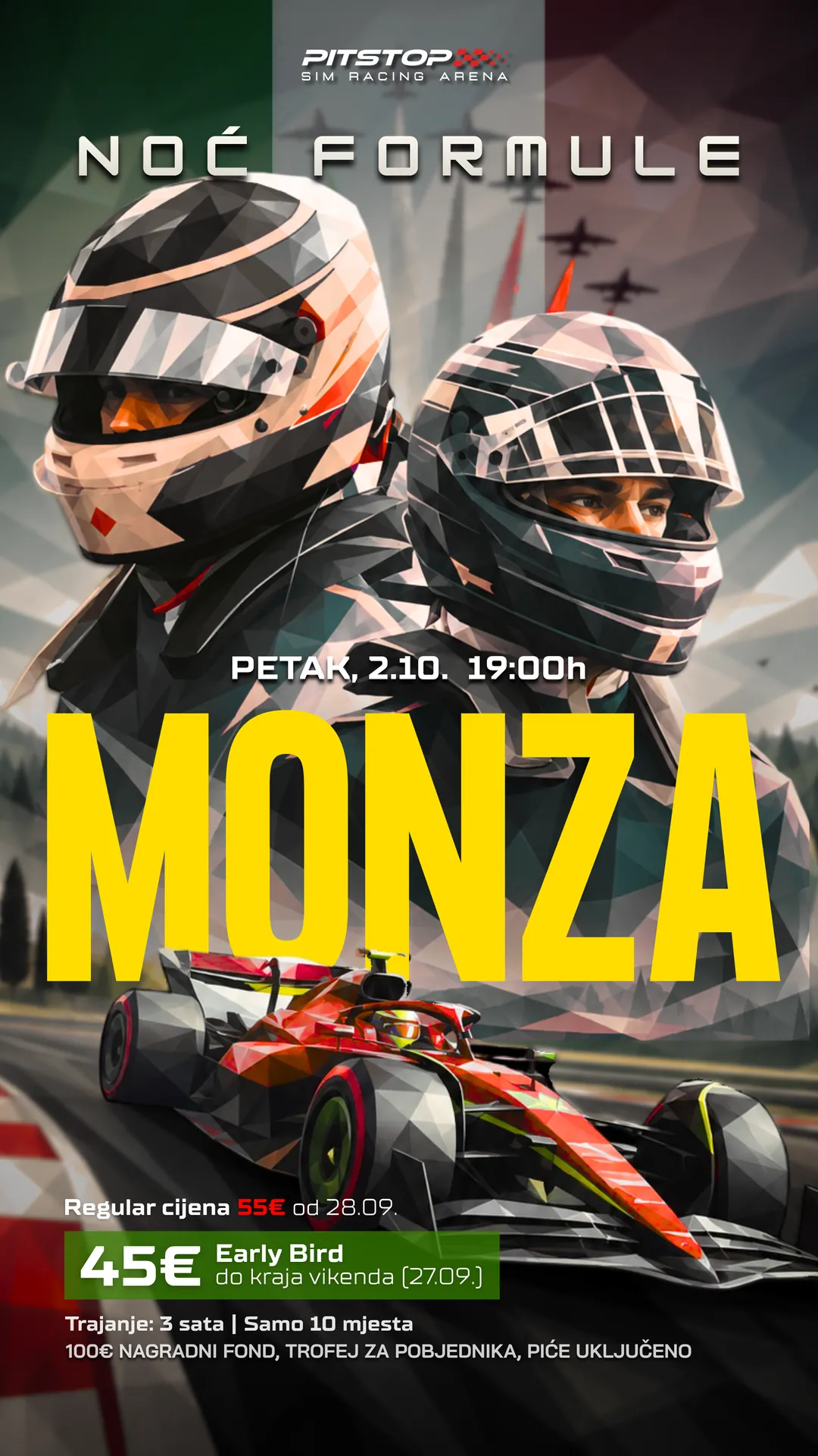 PITSTOP poster for the Monza Formula race night